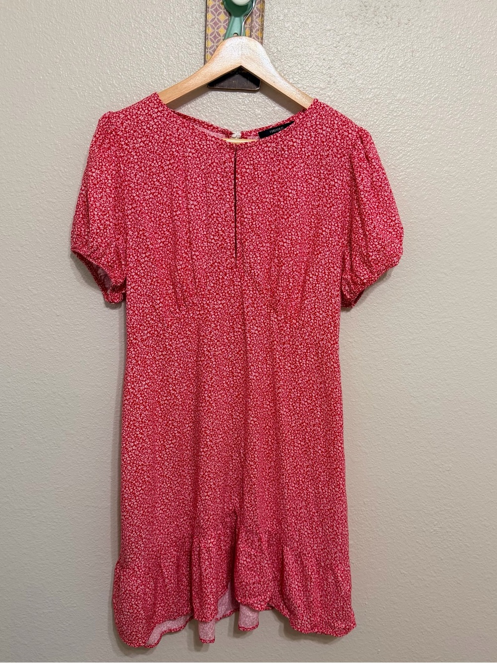 Forever 21 Pink Tiny Floral Puff Sleeve Mini Dress
